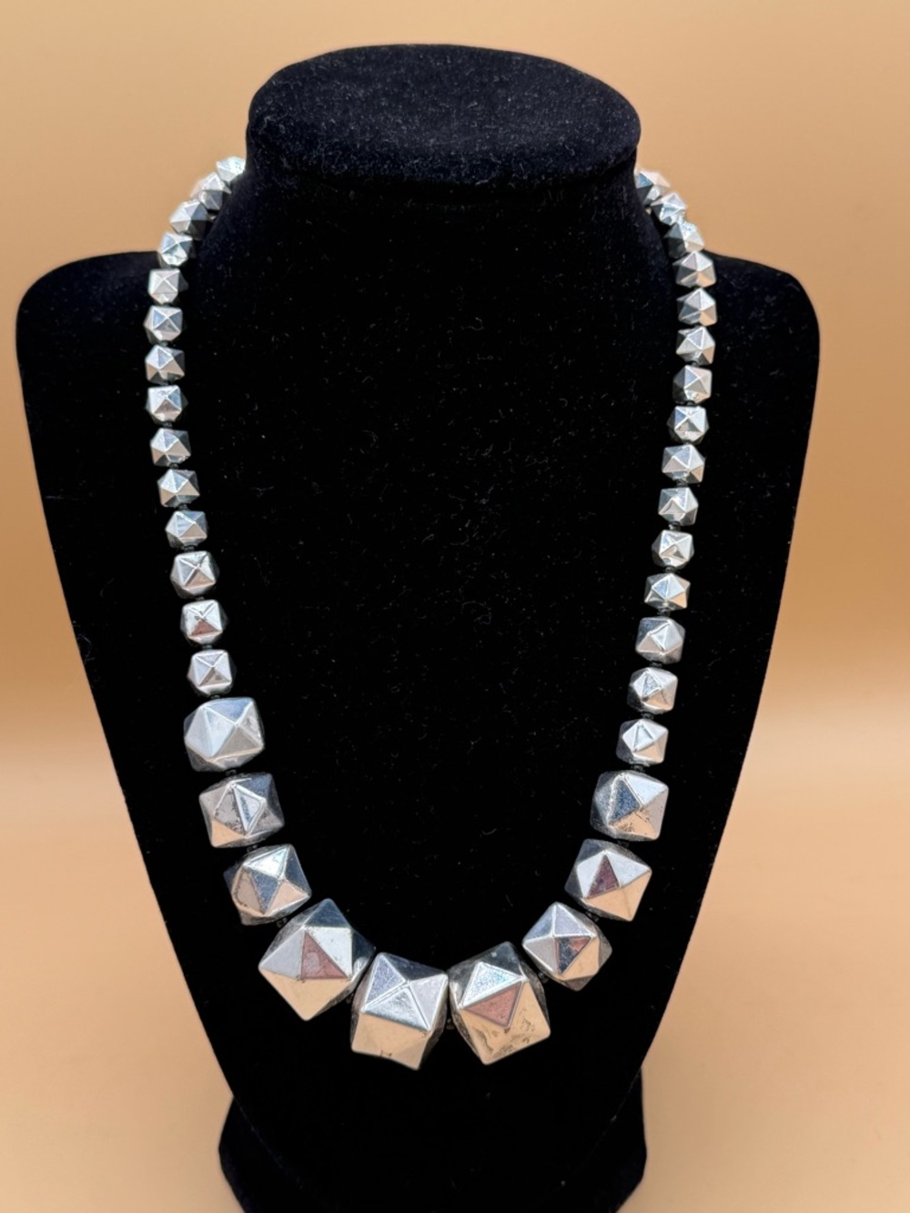 Silver Geometric Bead Necklace - Women Jewelry